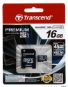 Transcend MicroSD 16Gb Class 10 UHS-I +SD адаптер